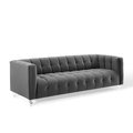 Modway Furniture Mesmer Channel Tufted Button Performance Velvet Sofa Charcoal EEI-3882-CHA